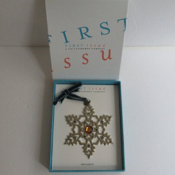 First Issue Liz Claiborne Snowflake Christmas Tree Ornament 2007 NEW in Box - Picture 1 of 11